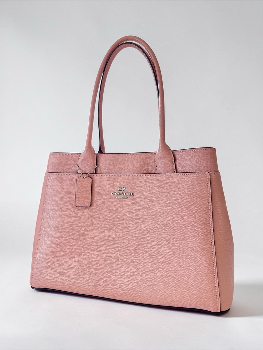 Coach Casey Blush Pink Cross Grain Structured Leather Tote F31474